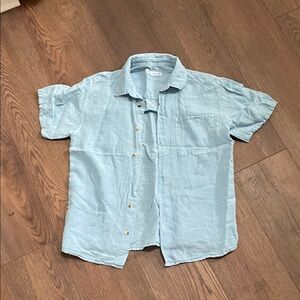 Zara Light Blue Short-Sleeve Button-Down Shirt